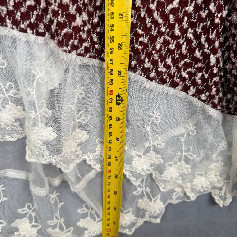 Altar'd State Burgundy Knit Lace Trim Open Back Tunic Sweater Small AT5960-F5P3 - Picture 3 of 8